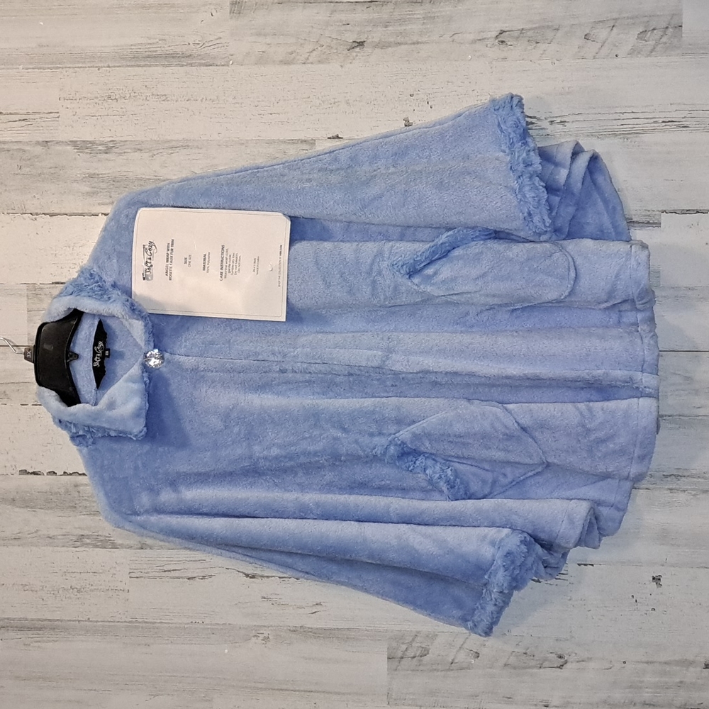 1109 Soft & Cozy Angel Wrap with Rosette Faux Fur Trim